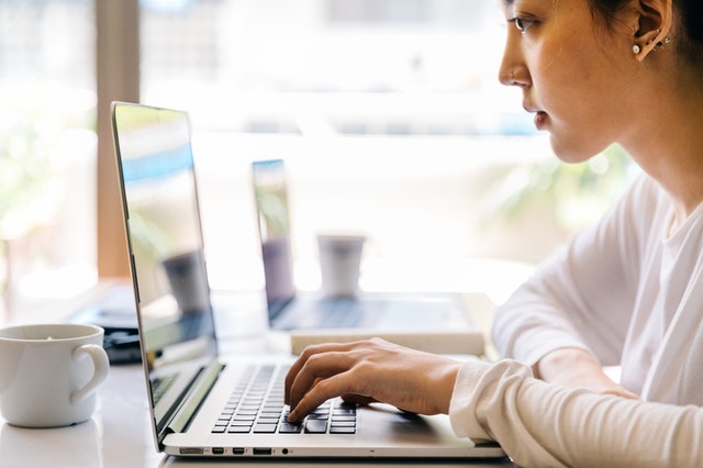 asian student studying online