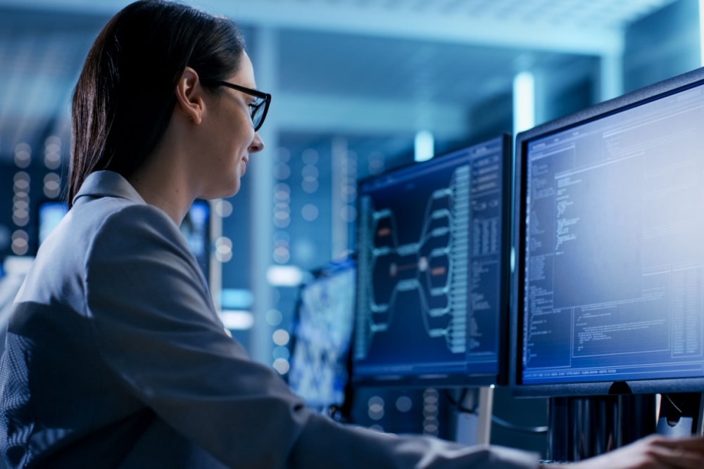 woman doing some computer engineering