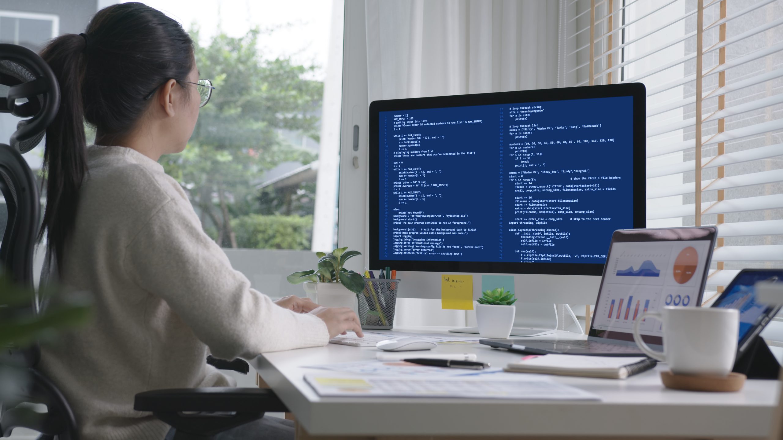 a female student studying computer science