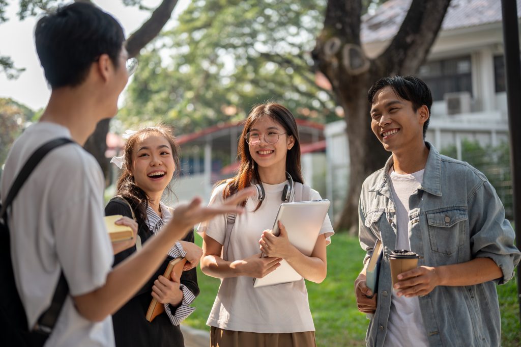 group of students talking