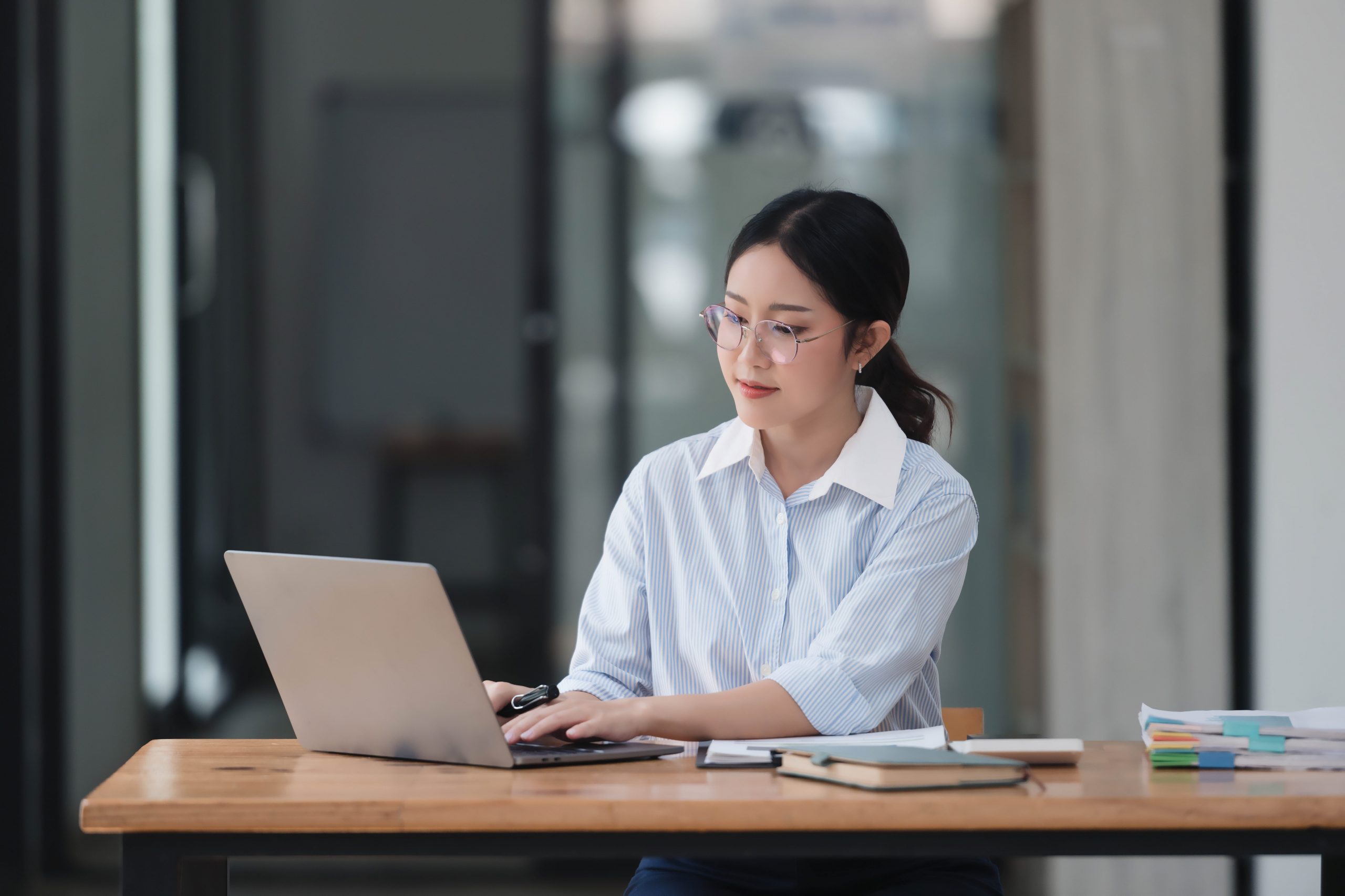 an accountant working in an office