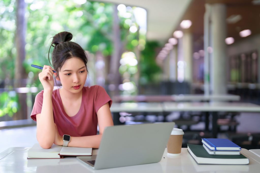 an online student using a laptop