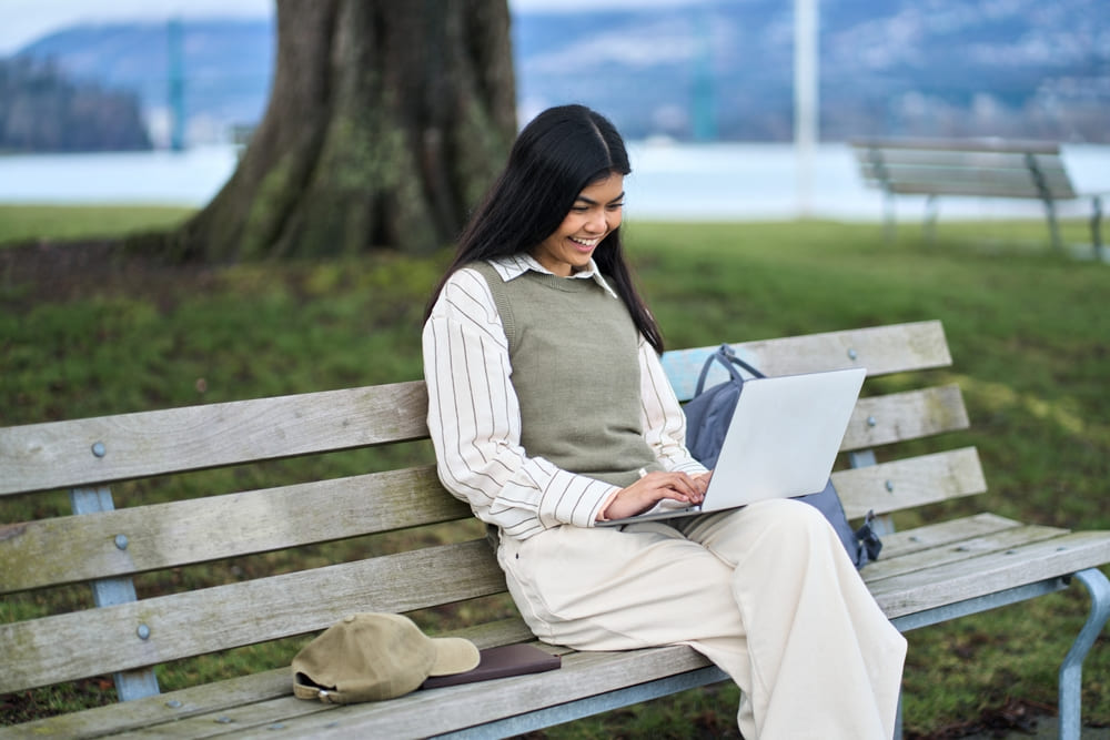 a college student attending an online class